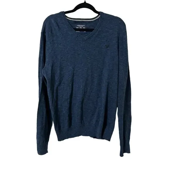 American Eagle navy crew neck cotton sweater athletic fit, size L - Picture 1 of 7